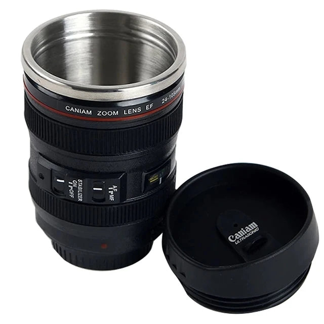 Câmera de aço inoxidável EF24-105mm lente para café